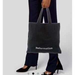 Reformation Canvas Tote Bag Black and White Shopping Bag 18''x15''